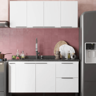 Cozinha Completa Modulada 2 Pecas com Gabinete e Armario Aereo 144cm Cisne Branco Cozimax