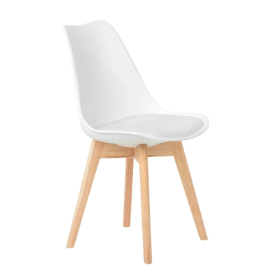 Cadeira de Jantar Eames Estofada Branca em PU com Pes de Madeira Coisas e Coisinhas -2-