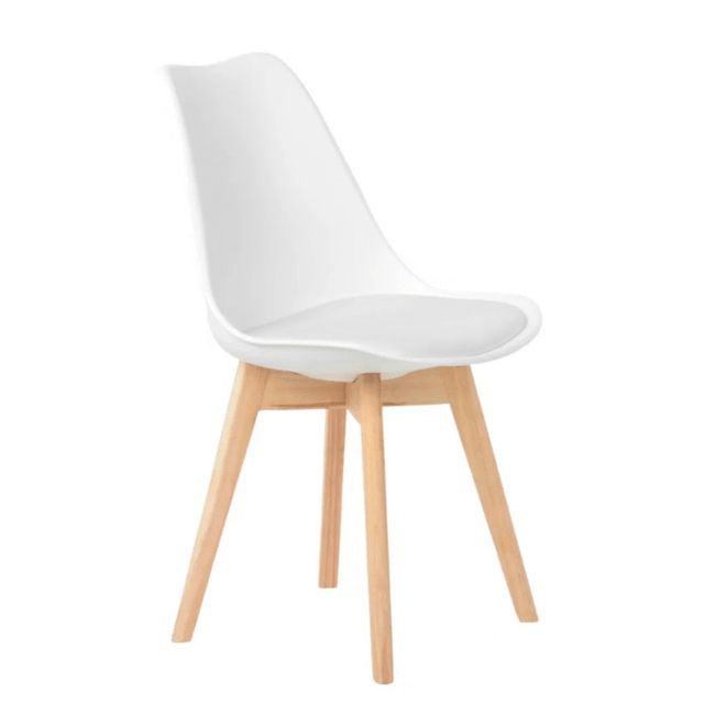Cadeira de Jantar Eames Estofada Branca em PU com Pes de Madeira Coisas e Coisinhas -2-