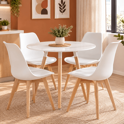 Mesa de Jantar Redonda Eames Branca 80cm Tampo MDF Coisas e Coisinhas -5-