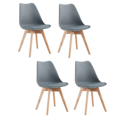 Cadeira de Jantar Eames Estofada Cinza em PU com Pes de Madeira Coisas e Coisinhas -5-