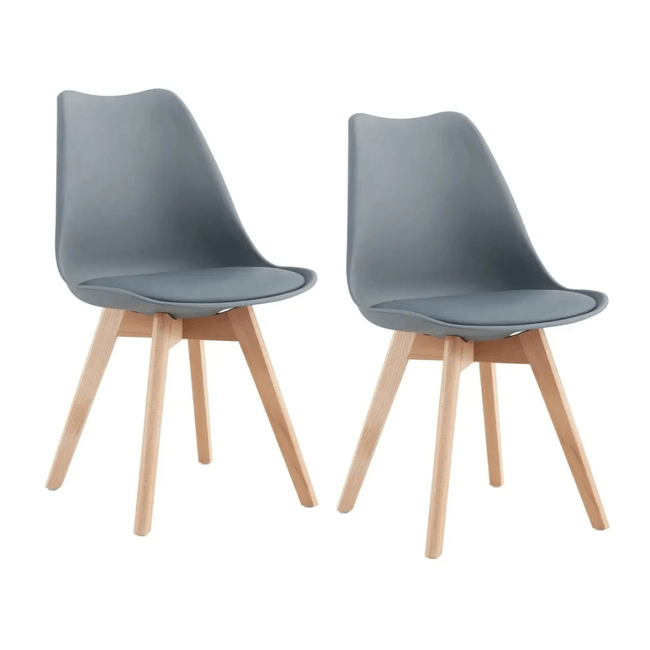 Kit 2 Cadeiras de Jantar Eames Estofada Cinza em PU com Pes de Madeira Coisas e Coisinhas -3-