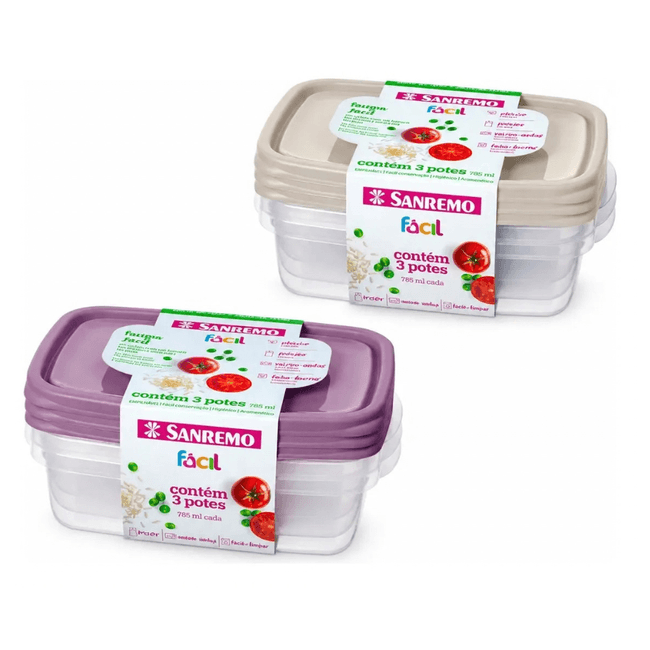Kit 3 Potes Plasticos 785ML Facil Sanremo -1-