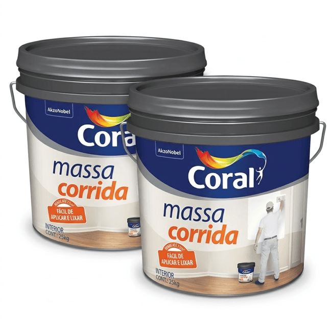 Kit com 2 Massas Corrida Coral Balde Plastico 25kg
