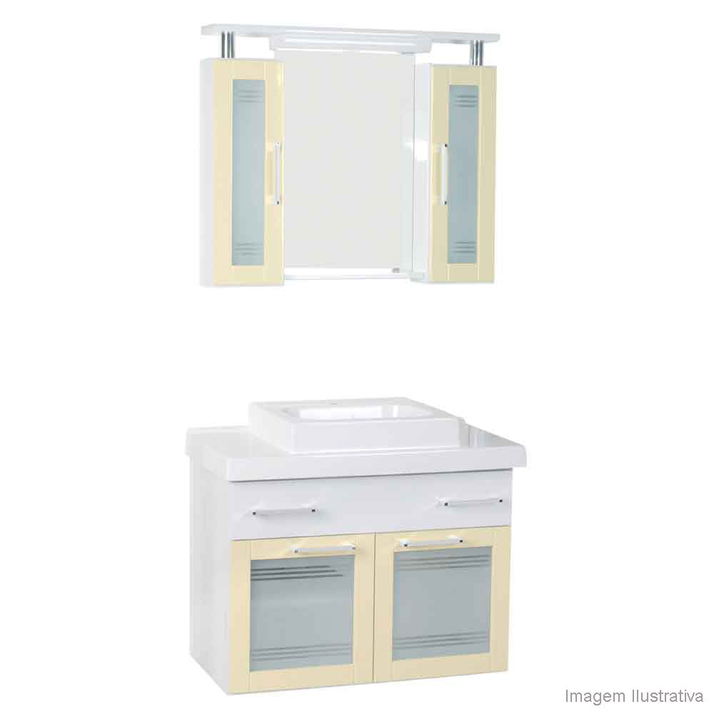 Gabinete Firenze 80cm com cuba biscuit Darabas