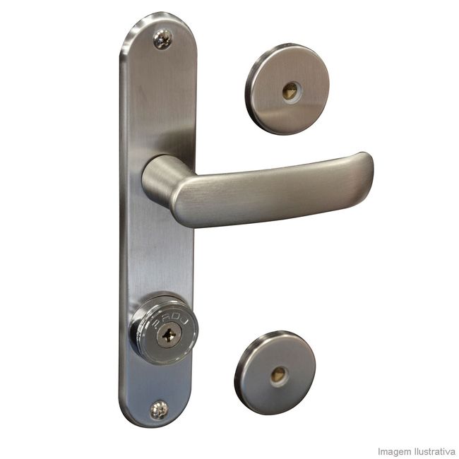 Fechadura externa de aço zamac Madrid 507-975 T11 com espelho cromada acetinada Pado