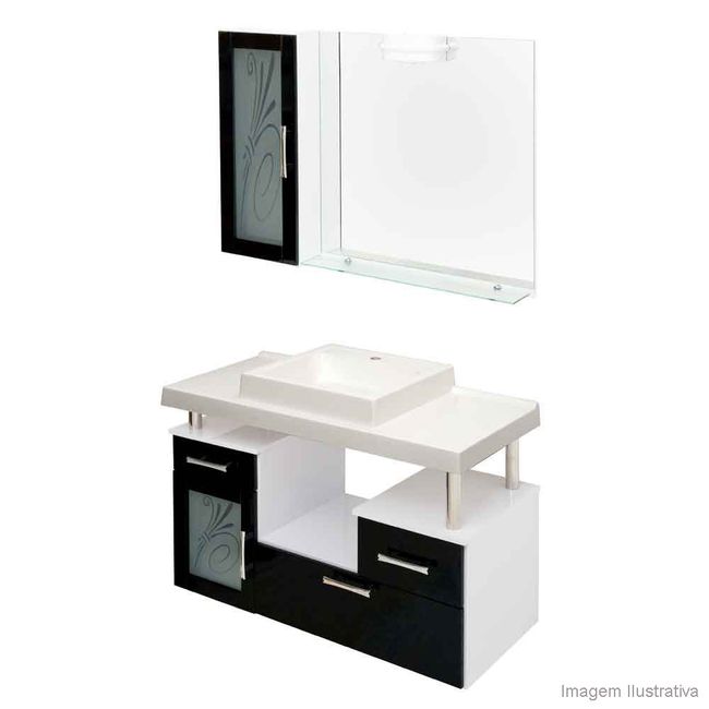 Gabinete Lages com tampo 100cm preto Darabas