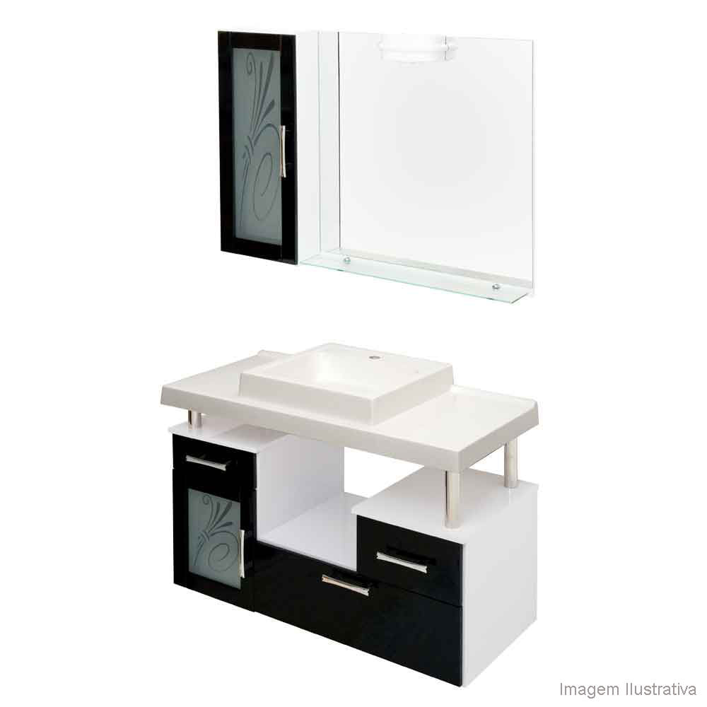 Gabinete Lages com tampo 100cm preto Darabas