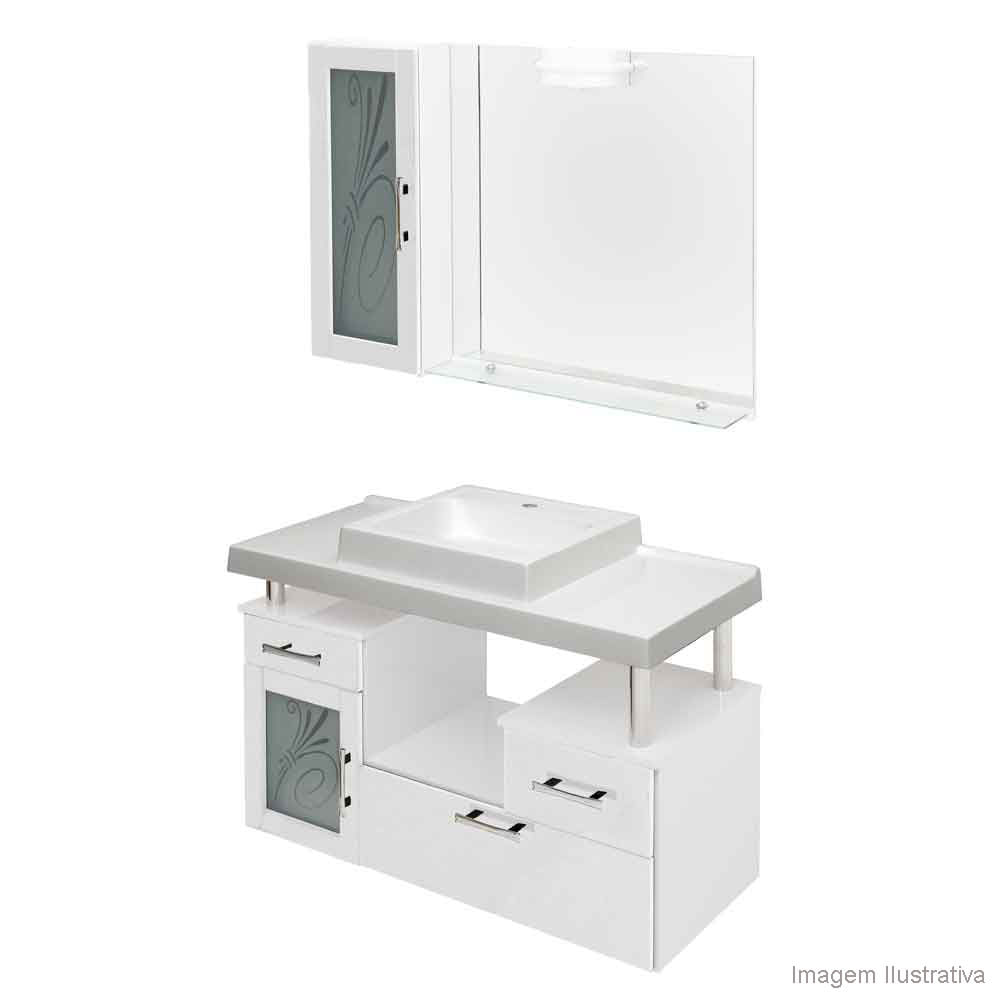 Gabinete Lages com tampo 100cm branco Darabas