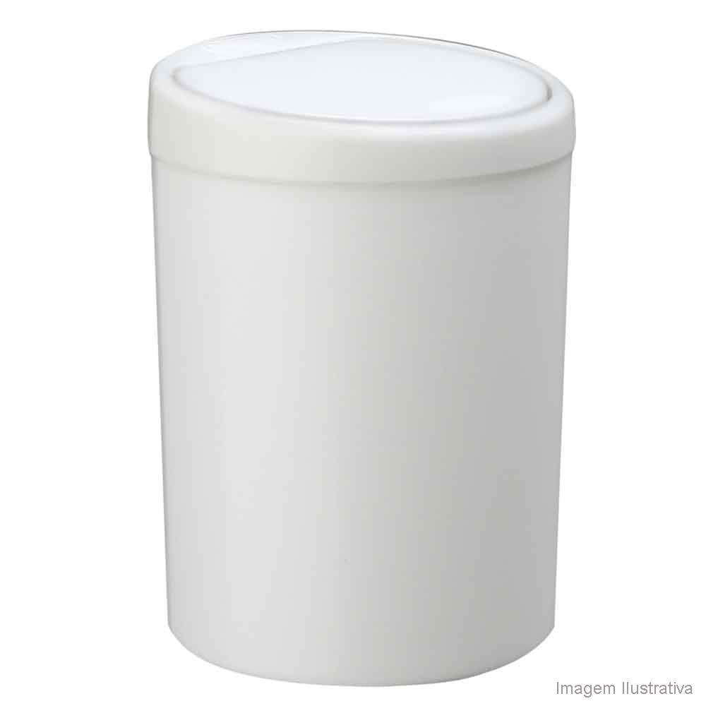 Lixeira de polipropileno Maxroll Click 7,5 litros branca Purimax