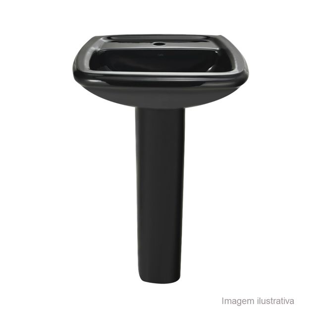 Lavatório Para Coluna 520x430 Furo Central Sem Ladrão Fit Preto Celite