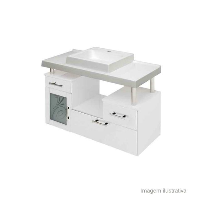 Gabinete Lages com tampo 100cm branco Darabas