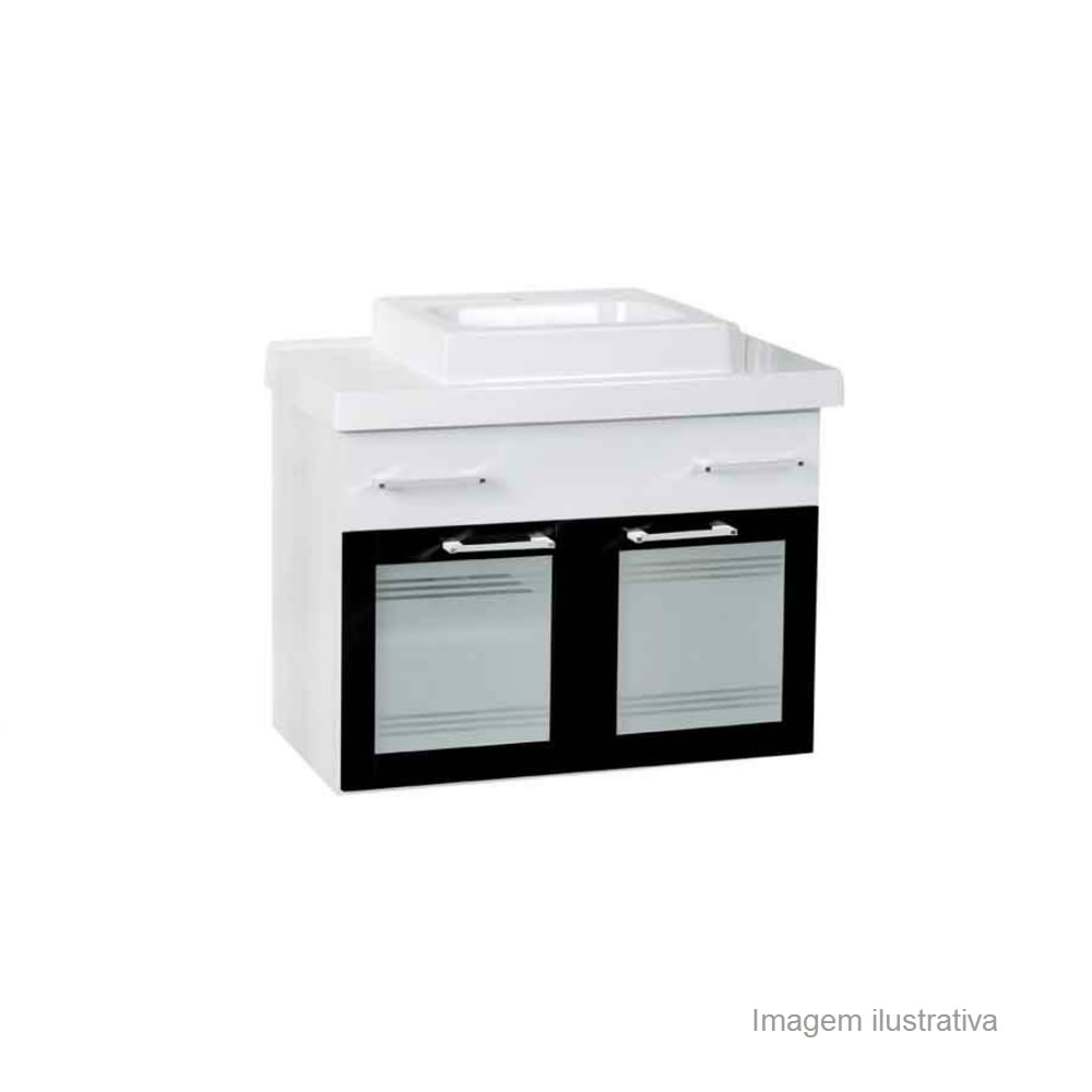 Gabinete Firenze 80cm com cuba preto Darabas