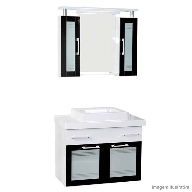 Gabinete Firenze 80cm com cuba preto Darabas