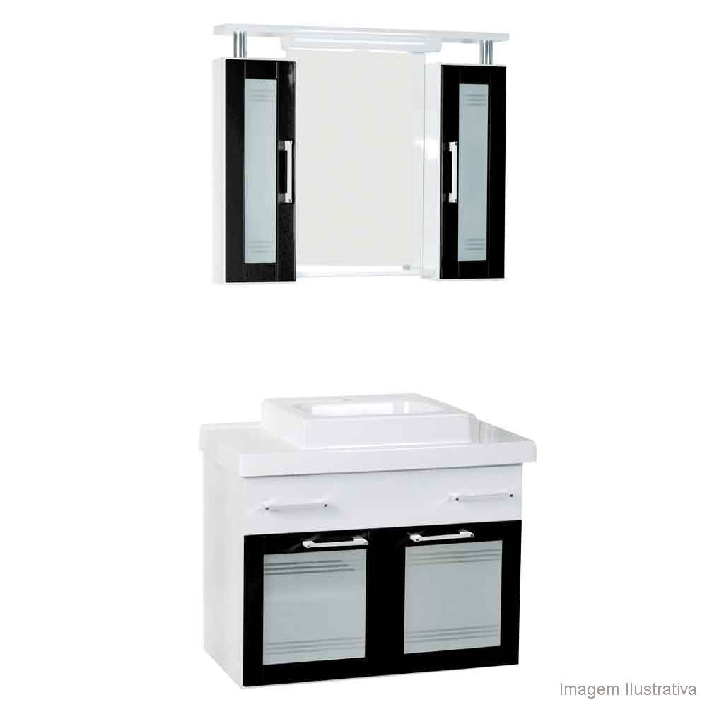 Gabinete Firenze 80cm com cuba preto Darabas