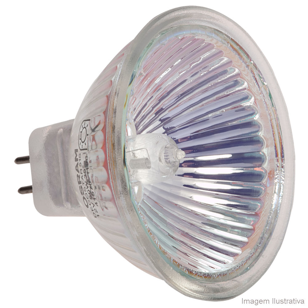Lâmpada halógena 12v 50W 3000K dicróica Decostar Eco branca Osram