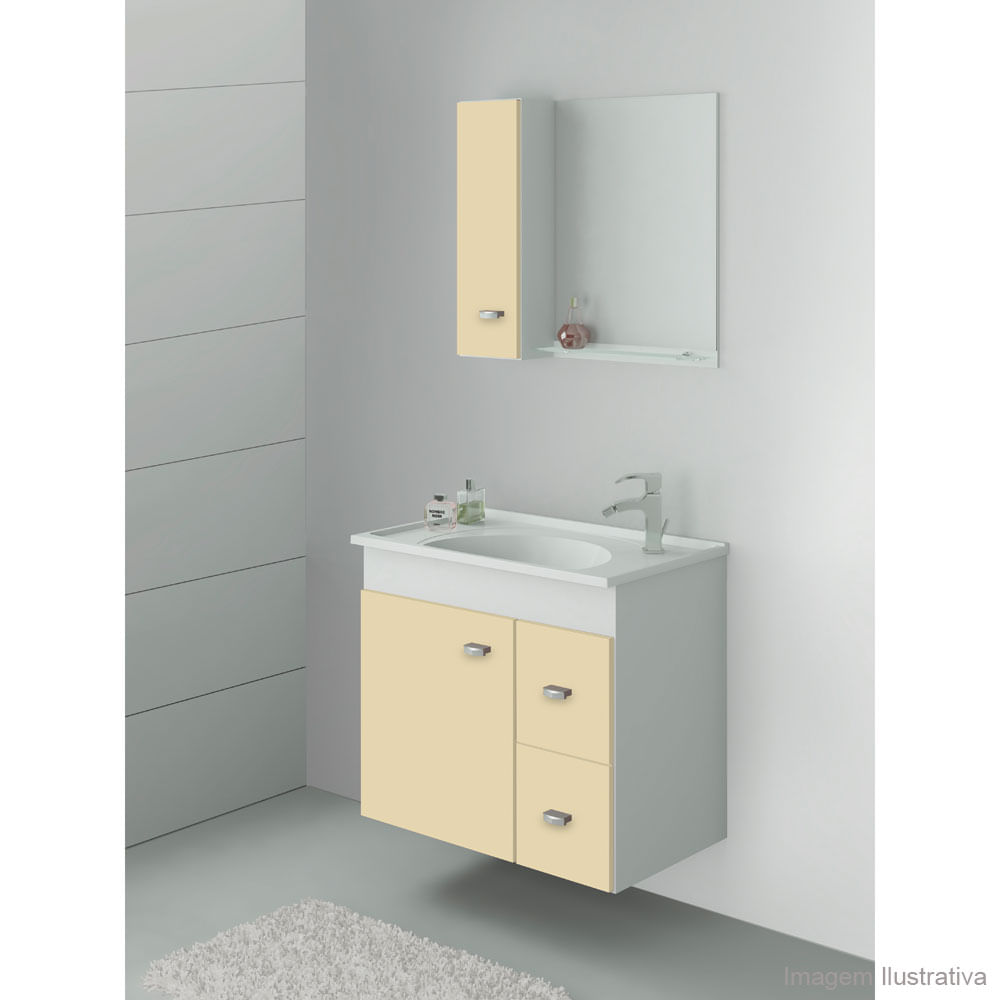 Gabinete 600 Smart com cuba 52x36cm biscuit e branco Gaam