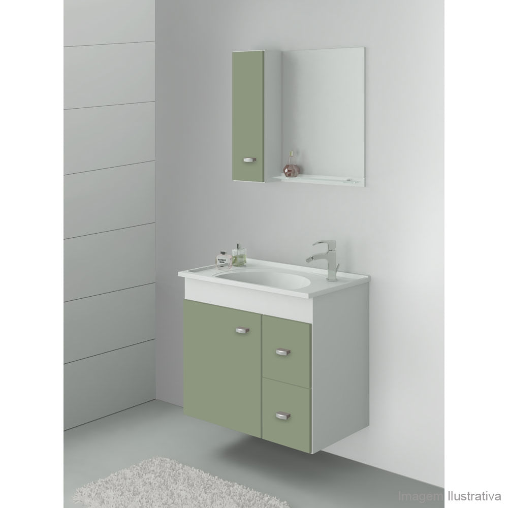 Gabinete 600 Smart com cuba 52x36cm branco e verde aqua Gaam