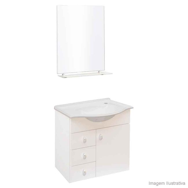 Gabinete Pascaro com espelheira e tampo 50cm cinza Darabas