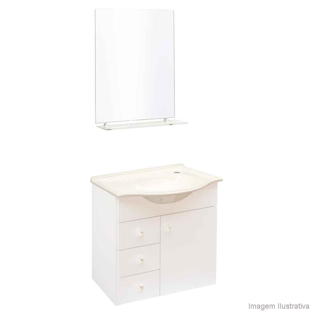 Gabinete Pascaro com espelheira e tampo 50cm biscuit Darabas