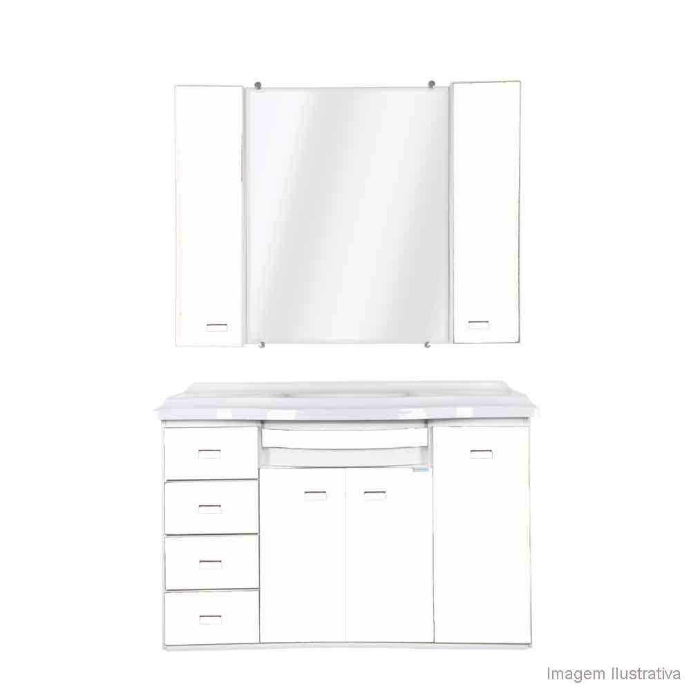 Gabinete Orion 103cm com espelheira e lavatório branco Primolar