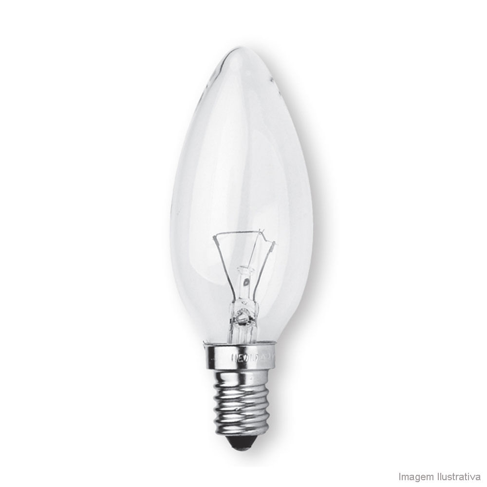 Lâmpada incandescente 127V 40W vela clara branca Bronzearte