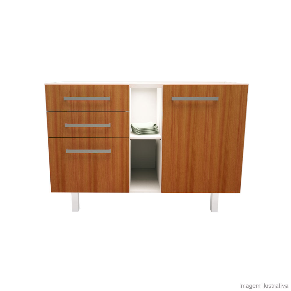 Balcão para fogão e pia Evolution esquerda 120cm madeira Ghelplus