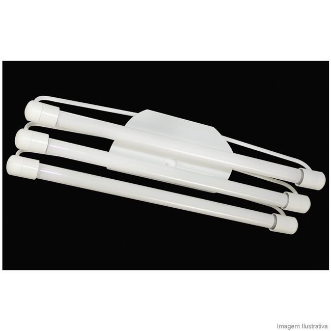 Luminária tubular fina com reator para 3 lâmpadas fluorescentes 20W branca Tualux