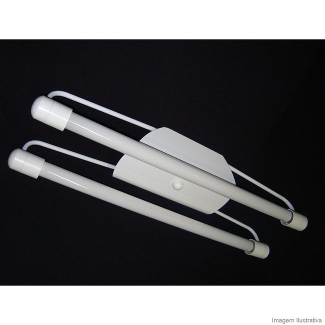Luminária tubular fina com reator para 2 lâmpadas fluorescentes 40W branca Tualux