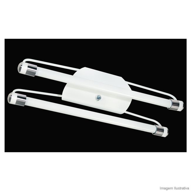Luminária tubular fina com reator para 2 lâmpadas fluorescentes 40W branca cromada Tualux