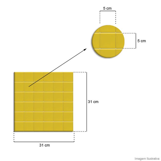 Pastilha de porcelana 5x5cm placa 31x31cm amarelo Jatobá