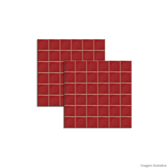Pastilha de porcelana 5x5cm placa 31x31cm vermelho Jatobá