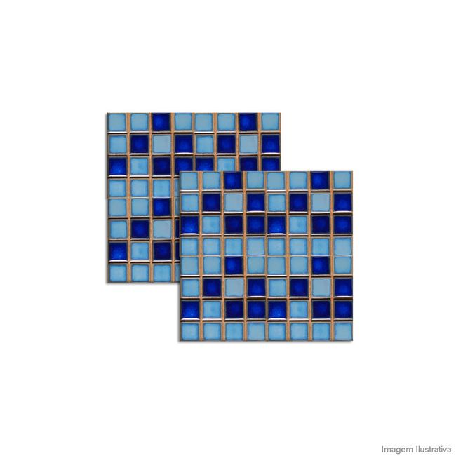 Pastilha de porcelana 2,5x2,5cm placa 31x31cm mescla Jatobá