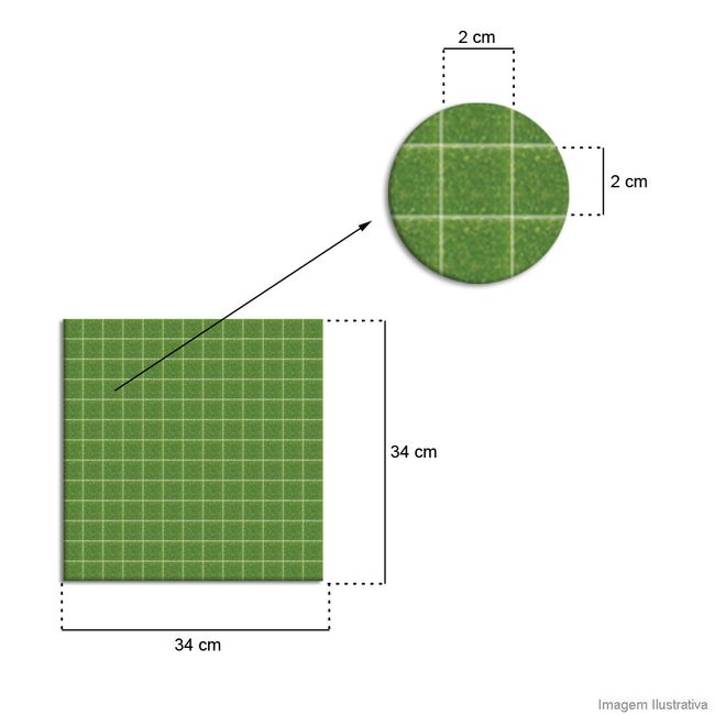 Pastilha de vidro 2x2cm placa 34x34cm verde oliva Jatobá