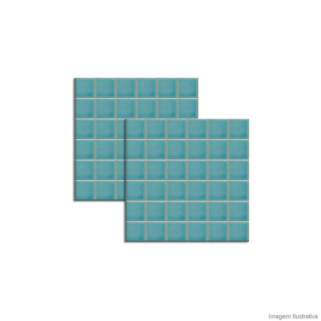 Pastilha de porcelana esmaltada 5x5cm placa 31x31cm verde antilhas Jatobá