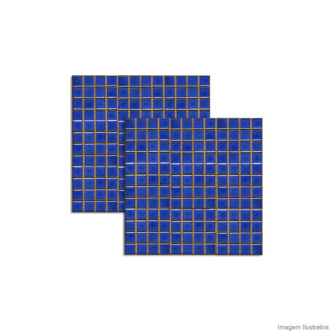 Pastilha de porcelana 2,5x2,5cm placa 31x31cm azul viscaya Jatobá
