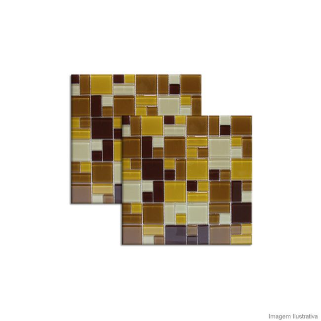 Pastilha de vidro 2,45x2,45cm placa 30x30cm siena Crystalcor