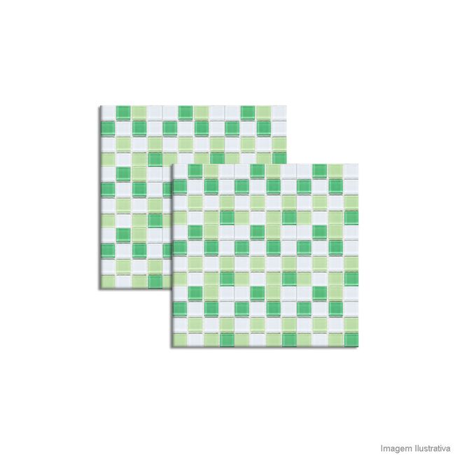 Pastilha de vidro Soft 2,5x2,5cm branco/maça-verde Jatobá