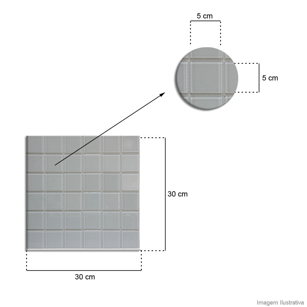 Pastilha de vidro placa 5x5cm 31x31cm branco Crystalcor
