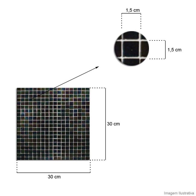 Pastilha de vidro Murano 1,5x1,5cm placa 30x30cm P315 Colormix