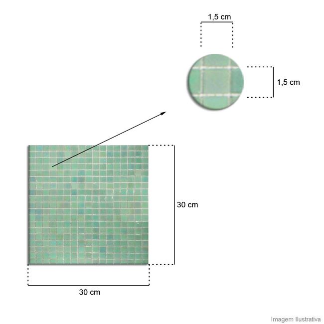 Pastilha de vidro Murano 1,5x1,5cm placa 30x30cm P310 Colormix