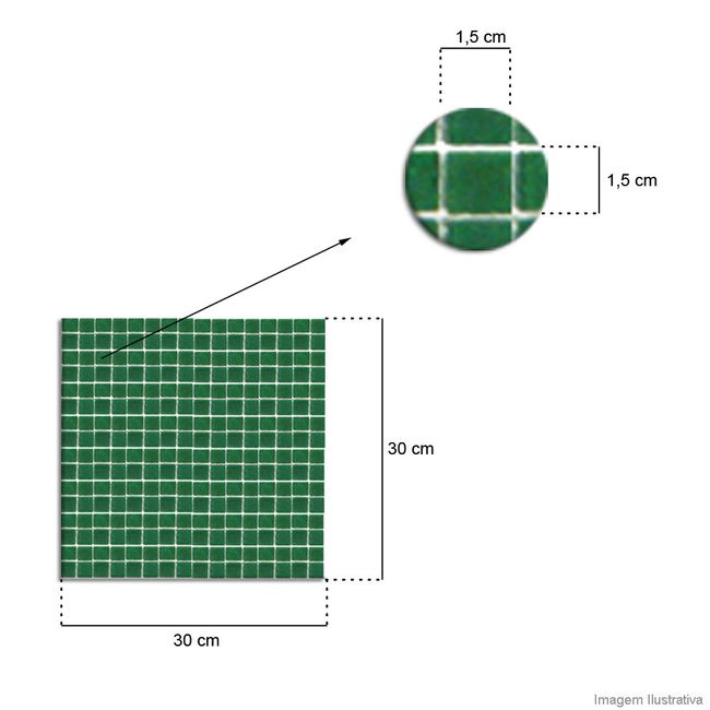 Pastilha de vidro Murano 1,5x1,5cm placa 30x30cm P311 Colormix