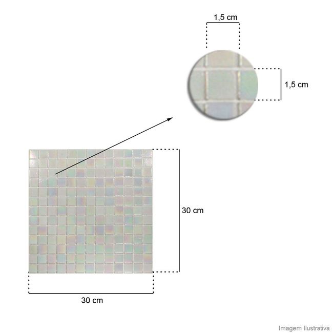 Pastilha de vidro Murano 1,5x1,5cm placa 30x30cm P301 Colormix