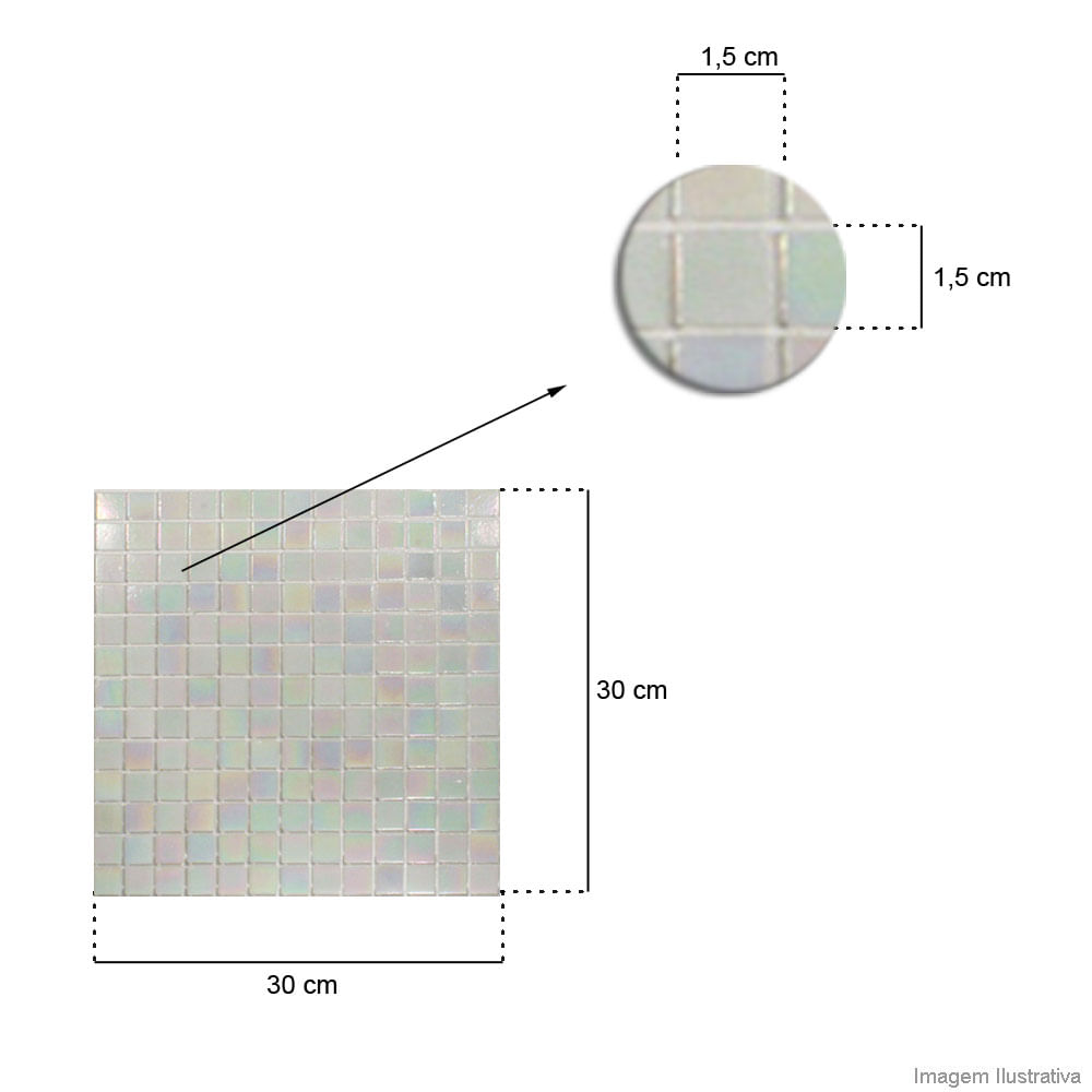 Pastilha de vidro Murano 1,5x1,5cm placa 30x30cm P301 Colormix