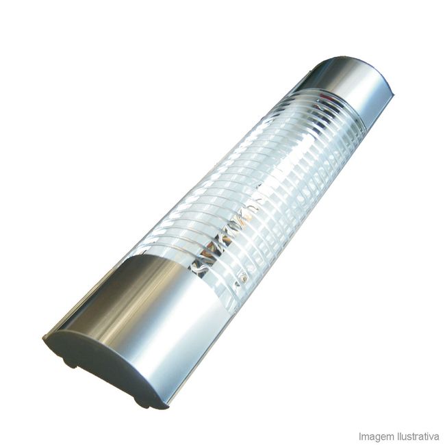 Luminária tubular completa 2 lâmpadas 20W alumínio escovado Jordano