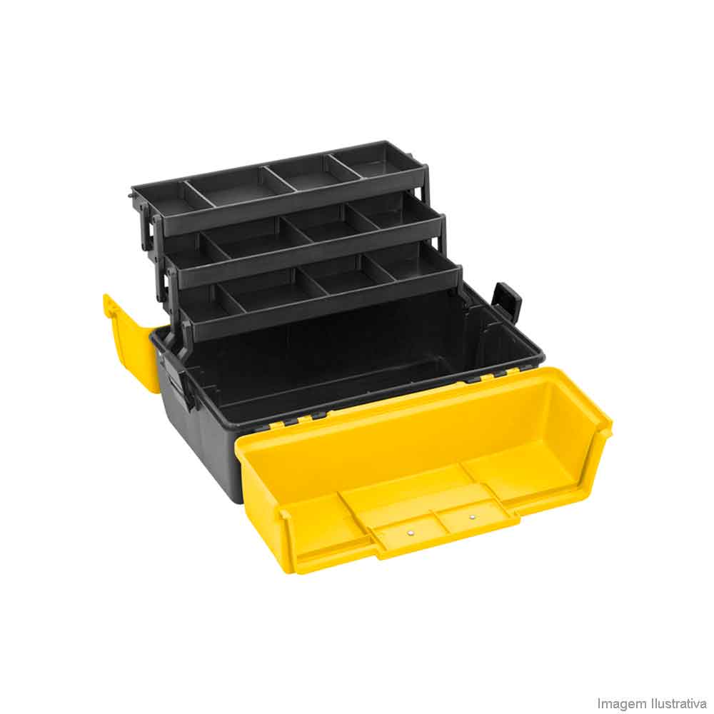 Maleta organizadora com abertura total 3 estágios amarela e pVonder