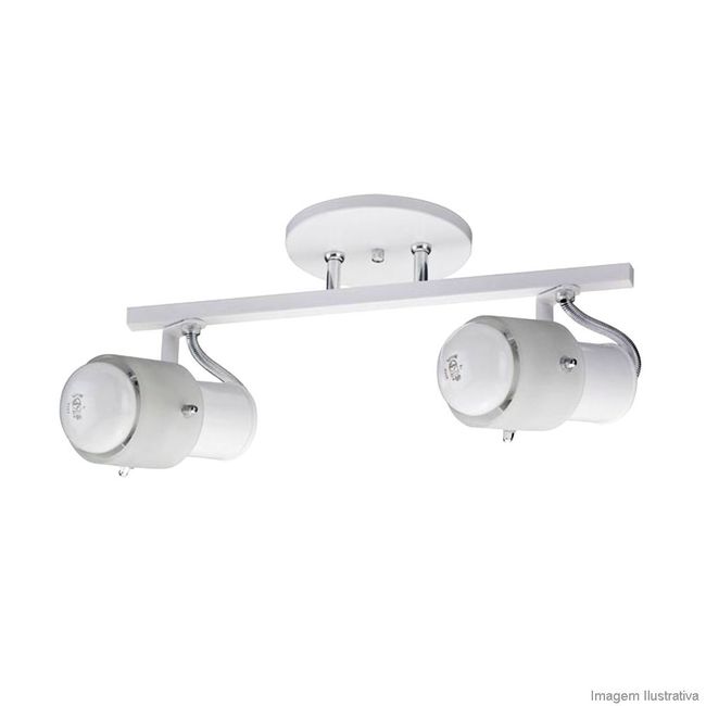 Spot Trilho vidro reto branco para 2 lâmpadas E27 60W Thema