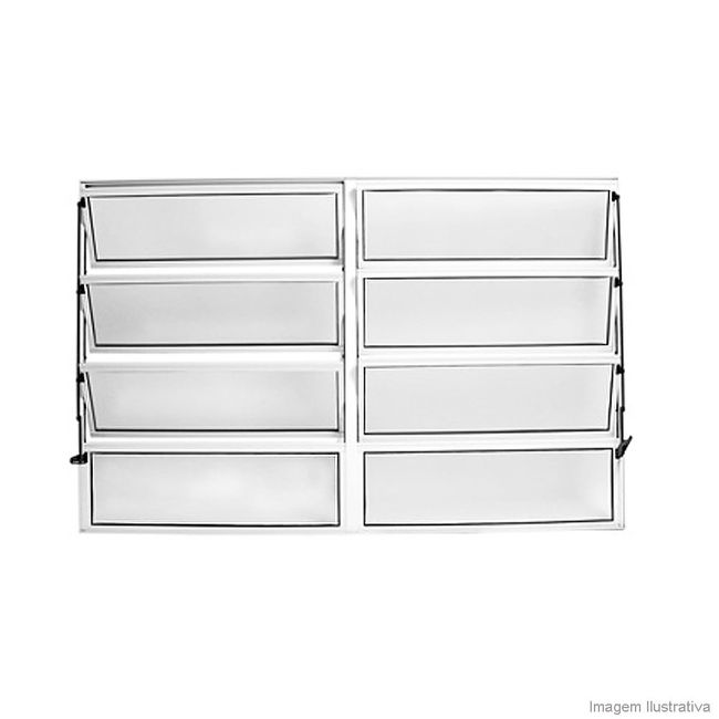 Janela basculante de alumínio 100x200cm linha Max 2 seções Ebel