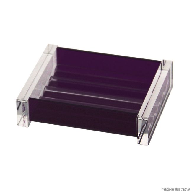 Saboneteira acrílica para bancada quadrada roxo Formacril