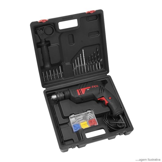 Furadeira de impacto elétrica 1/2" 127V 550W com 19 acessórios Skil